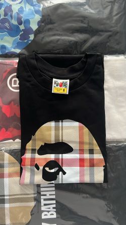 BAPE Black Plaid Ape Head Tee Size M