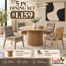 5-Piece Round Dining Set – $1,159