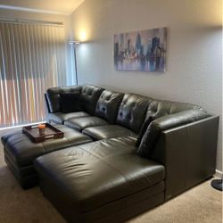 Leather couch sectional