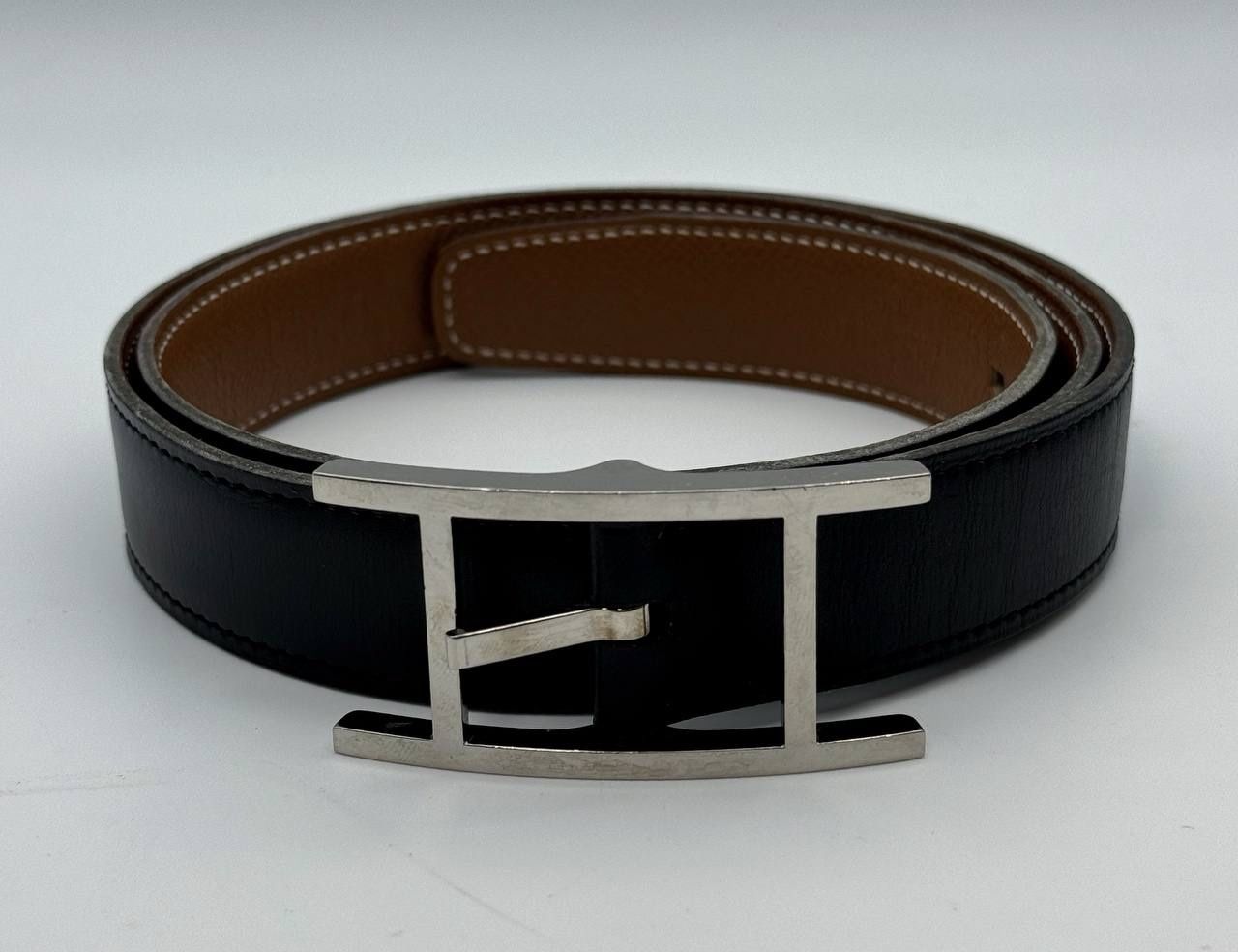 Hermès Hermes Quentin Reversible Belt 90 in Black Togo Leather