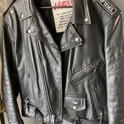 Leather motorcycle jacket,