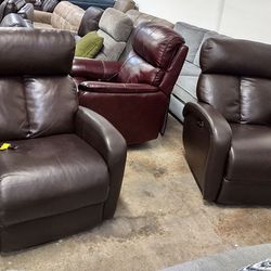 Collins 2pc Genuine Leather Reclining Chair See