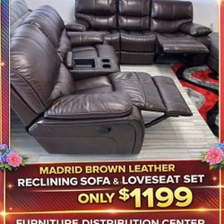 Spring Blowout Sale. Madrid Brown Leather Reclining Sofa And Loveseat Set Only $1199. Easy Finance Option. Same-Day Delivery.