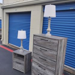 Gray Dresser Nightstand Storage Bedroom Lamps - Delivery Available 