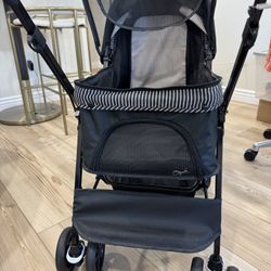 Dog Stroller for Medium Dogs & Cats with Reversible Handle, Foldable 