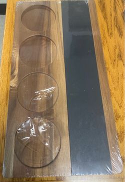 Wood and Slate Serving Board with Round Cutouts