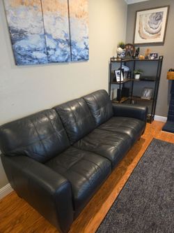Blue Leather Sofa