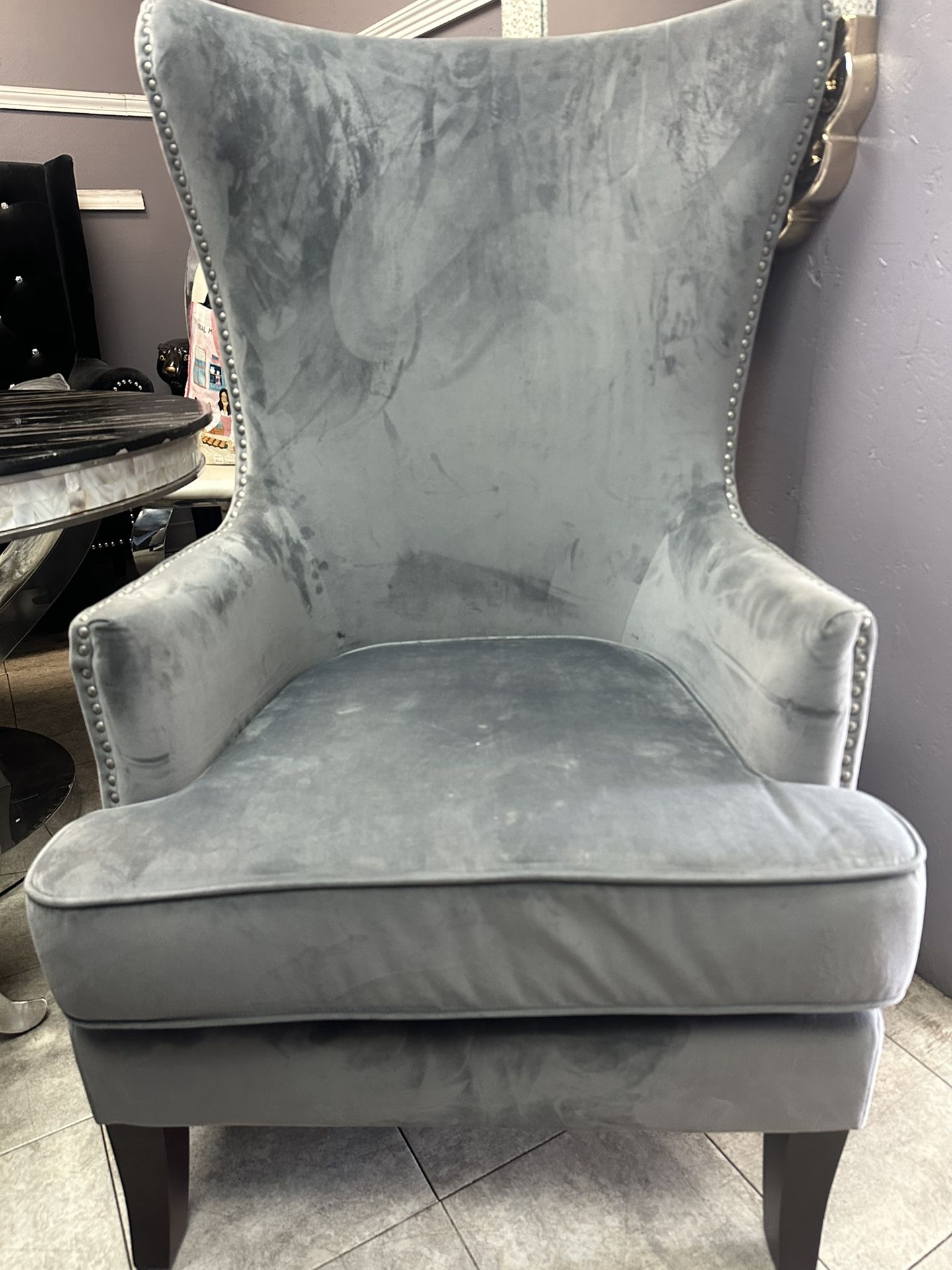 Grey Velvet Accent Chair 