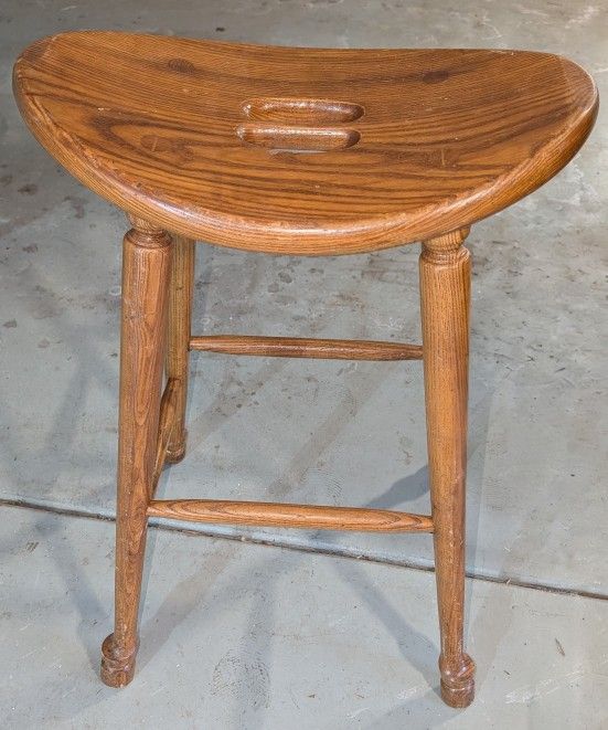 Amish Made Solid Oak Saddle Stool