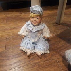 Vintage Camelot Sitting Porcelain Baby Boy Doll