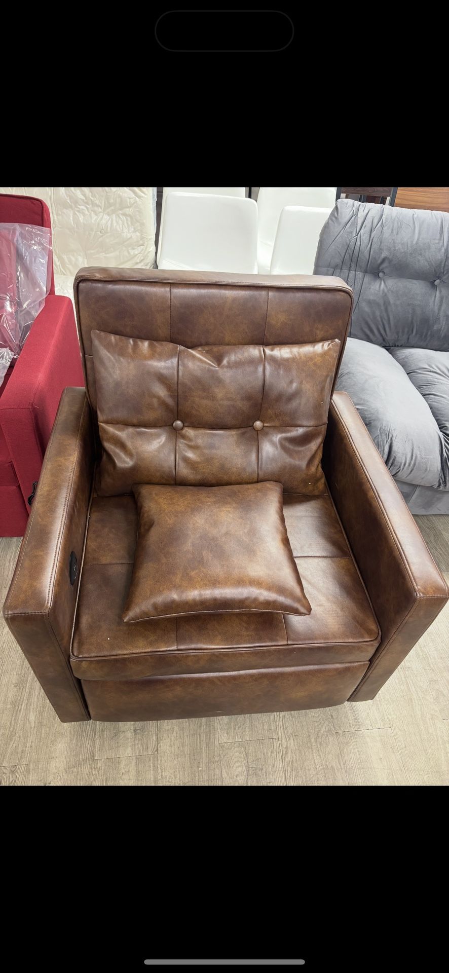 New brown faux leather sofa bed