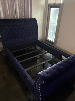 NAVY BLUE QUEEN SIZE BED FRAME