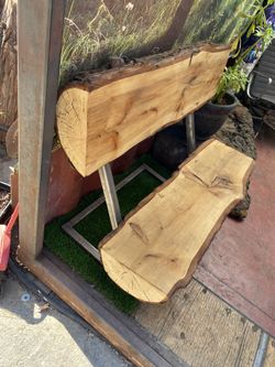 Natural wood bench