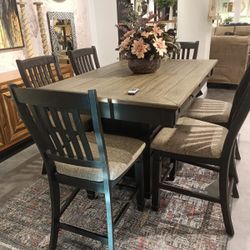 Tyler Black/Gray Creek Dining Table And 6 Chair $10 Down Payment And Financing Available