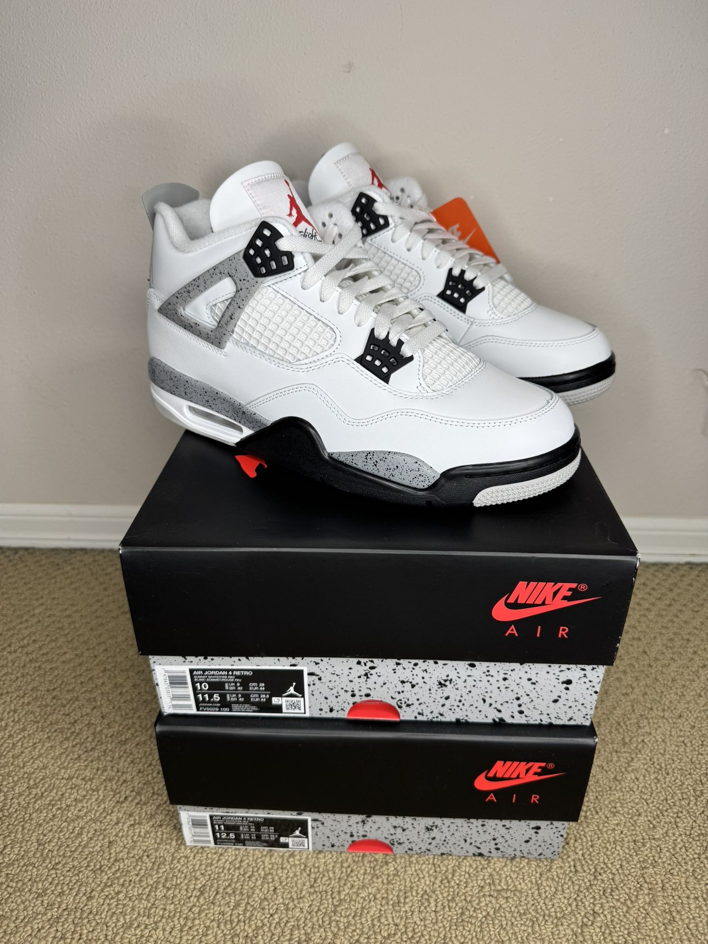 PRICE FIRM Air Jordan 4 Retro White Cement Basketball Shoes (Men’s Sizes 10, 11)