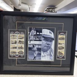2004 Framed Babe Ruth MLB framed picture and stadium stamps
