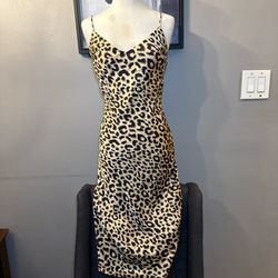 Leopard Print Satin Slip Dress – Y2K / Model Off-Duty Vibes