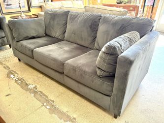 ASHLEY Slate Velvet Track Arm 3-Seat Sofa