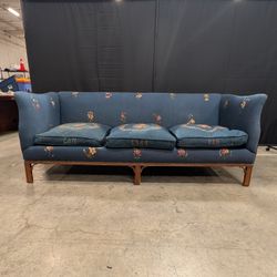 Vintage-Inspired Floral Embroidered Upholstered Settee Sofa