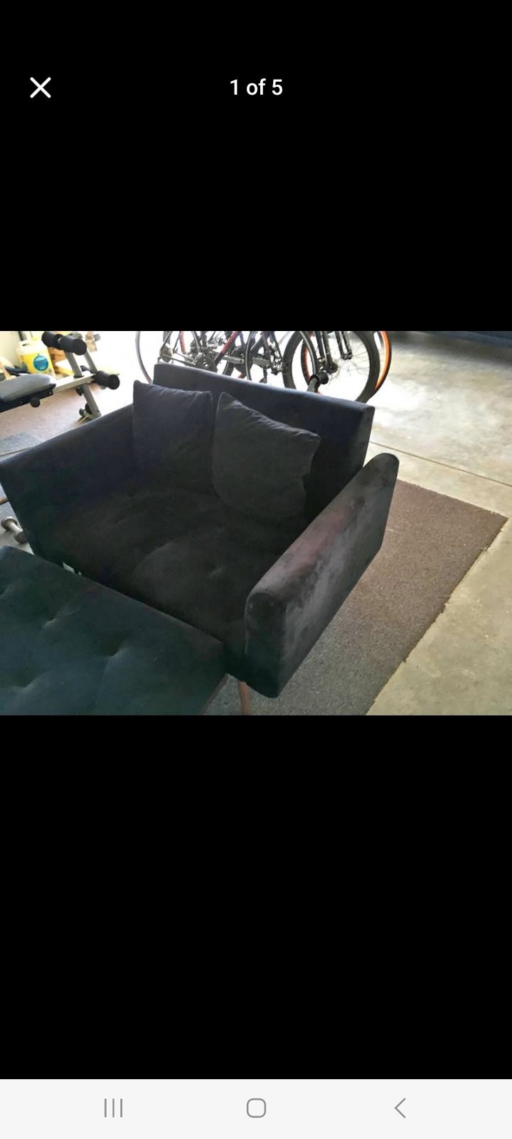 Futon Lounge Chair-black Velvet