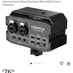 Comica CVM-AX3 Audio Mixer, Dual XLR/3.5mm/6.35mm Mic Preamp 9V Phantom Power with Real-time Monitor for Interview Guitar Recording Canon Nikon DSLR C