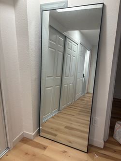 Black framed full length mirror