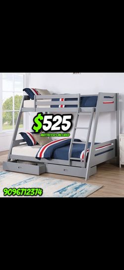Twinfulll Grey Plain bunk3d with Orthopedic matres!!!