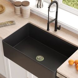 33"L X 20” W Rectangular Workstation Farmhouse Kitchen Sink, Smooth Surface