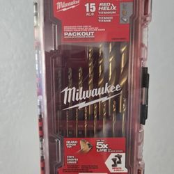 Milwaukee 15pc. Red Helix Titanium Drill Bits