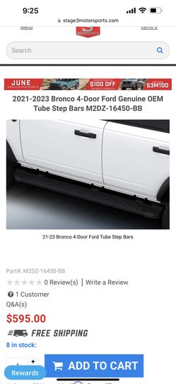 Brand New Still In Box Bronco 4-Door Ford Genuine OEM Tube Step Bars M2DZ-16450-BB