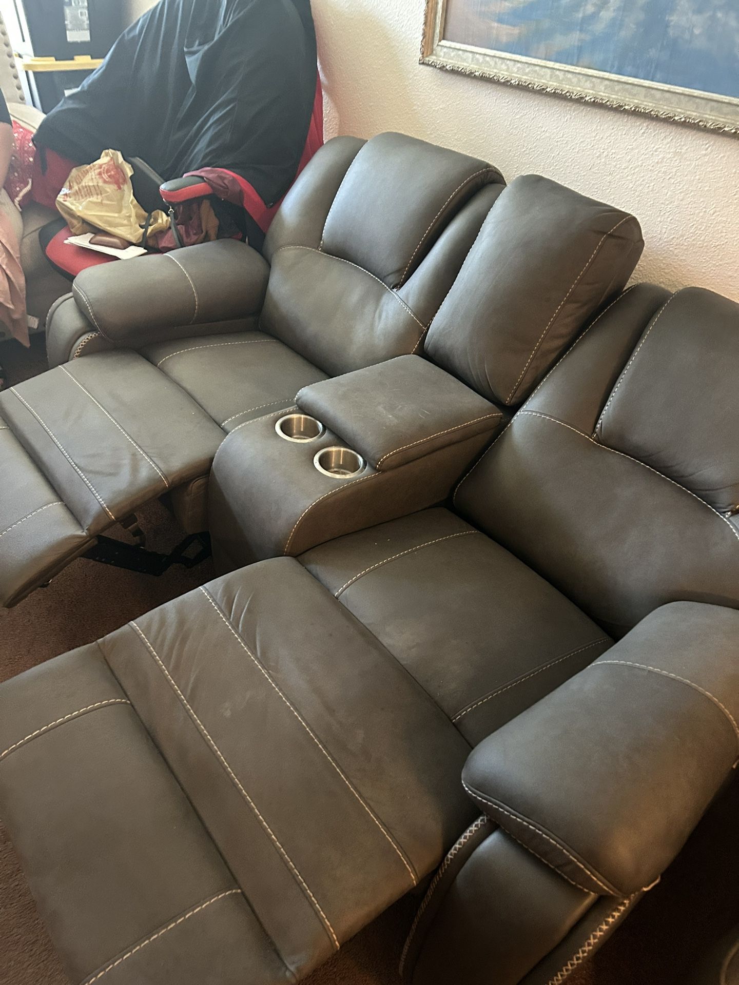 Grey Electric Recliner Couch