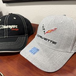 Corvette Slideback Baseball Cap Gray One Size Adjustable Embroidered /Dodge Charger cap