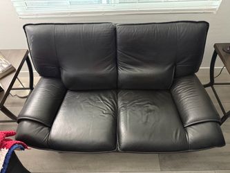 Black Leather Loveseat Sofa and matching Single lounger