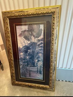 Kirkland Gold & Leather Gothic Botanical Frame Art