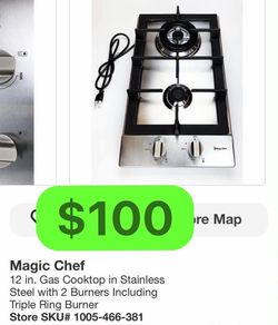 🔥 BRAND NEW / OPEN BOX — $100🔥 Magic Chef 2-Burner Gas Cooktop ✅ Stainless steel ✅ Triple-ring burner ✅ Never used / open box 💰 Only $100 📍 The Ba
