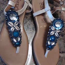 Sandals Blue Beads Size #8