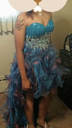 Size small, blue-pink-purple prom dress