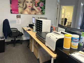 Four Person Bench Workstation With Privacy Dividers