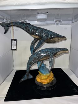 Bronze Two Whale Statue 