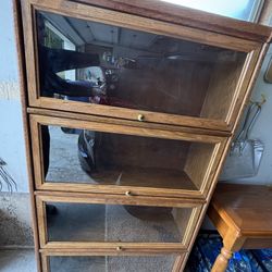 Oak Barrister Bookcase 4 Glass Door Shelves