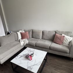 Living Spaces Canela grey Sectional Couch 
