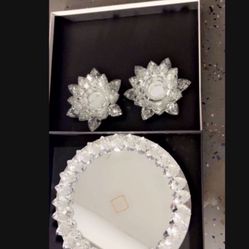 Brand New Crystal Set 2 Candle Holder 