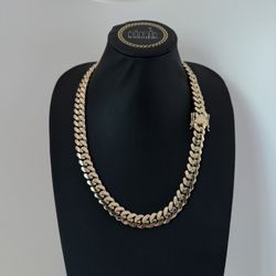 14MM 26" (330 Grams), 14K Yellow Gold over. 999 Silver, Cuban Link Chain