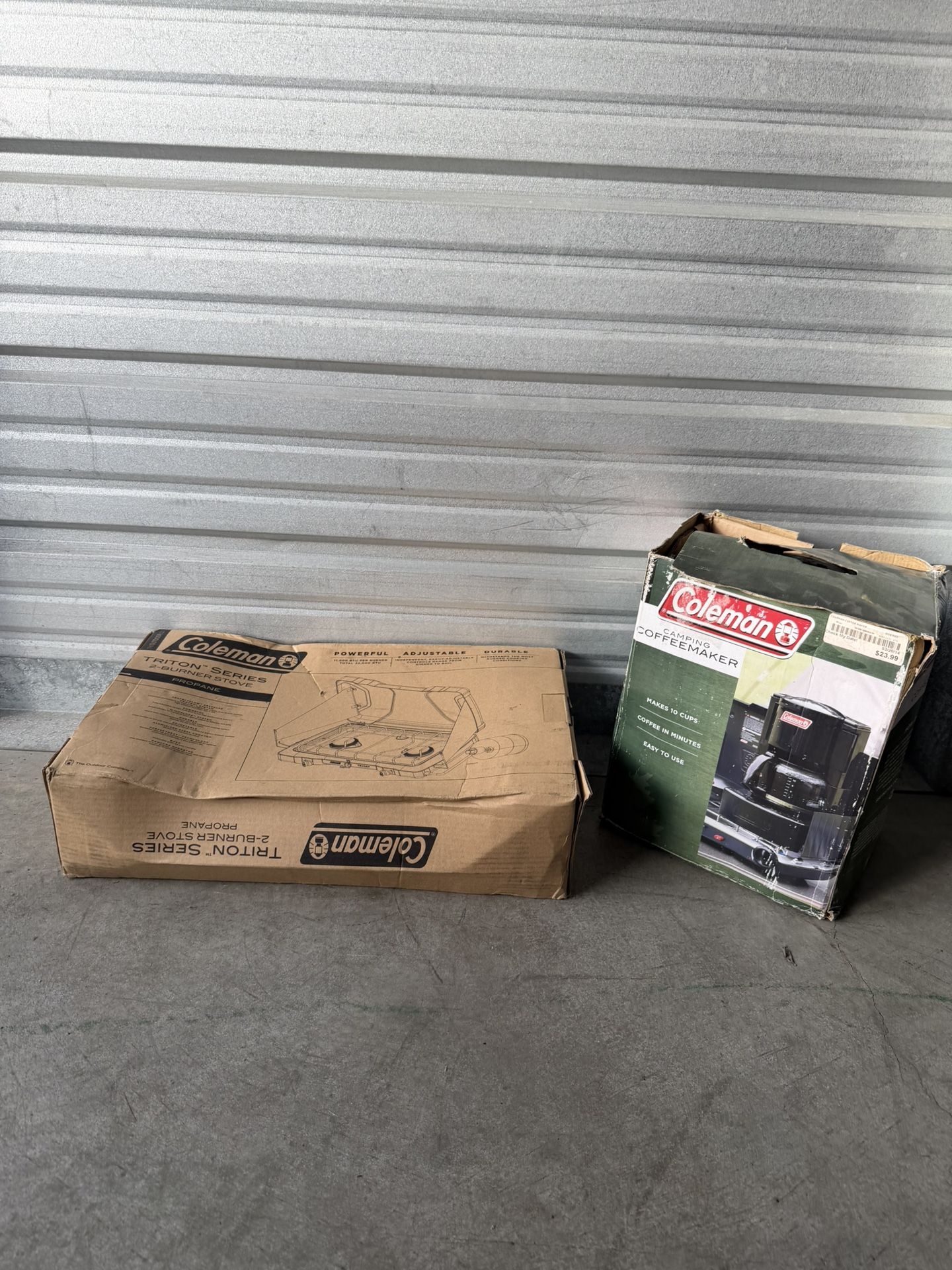 New Set Coleman Triton gas stove and a coffee machine