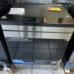 SAMSUNG SLIDE IN INDUCTION ELECTRIC RANGE!!! Auto Open Door!!! Air Fryer!!! Stainless Steel BRAND NEW OPEN BOX!!!!