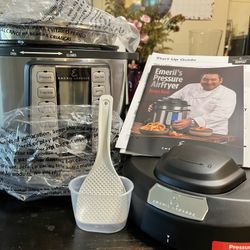 Emeril Everyday 6 QT Pressure Air Fryer, 5 Pc Accessory Pack, Silver