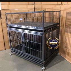 Dog Pet Cage Kennel Size 43 With Divider Trays And Whelp Top
