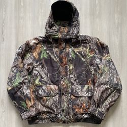 Vintage Game Winner Mossy Oak Camo Insula Full Zip & Snap Detachable Hood Mens XL