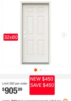 ✨️ MMI DOOR 32 in. x 80 in. Right-Hand Inswing Classic 6-Panel Primed Steel Prehung Front Door on 6- 9/16 in. Frame #6053