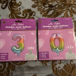 Air Filled Number Mylar Balloon 